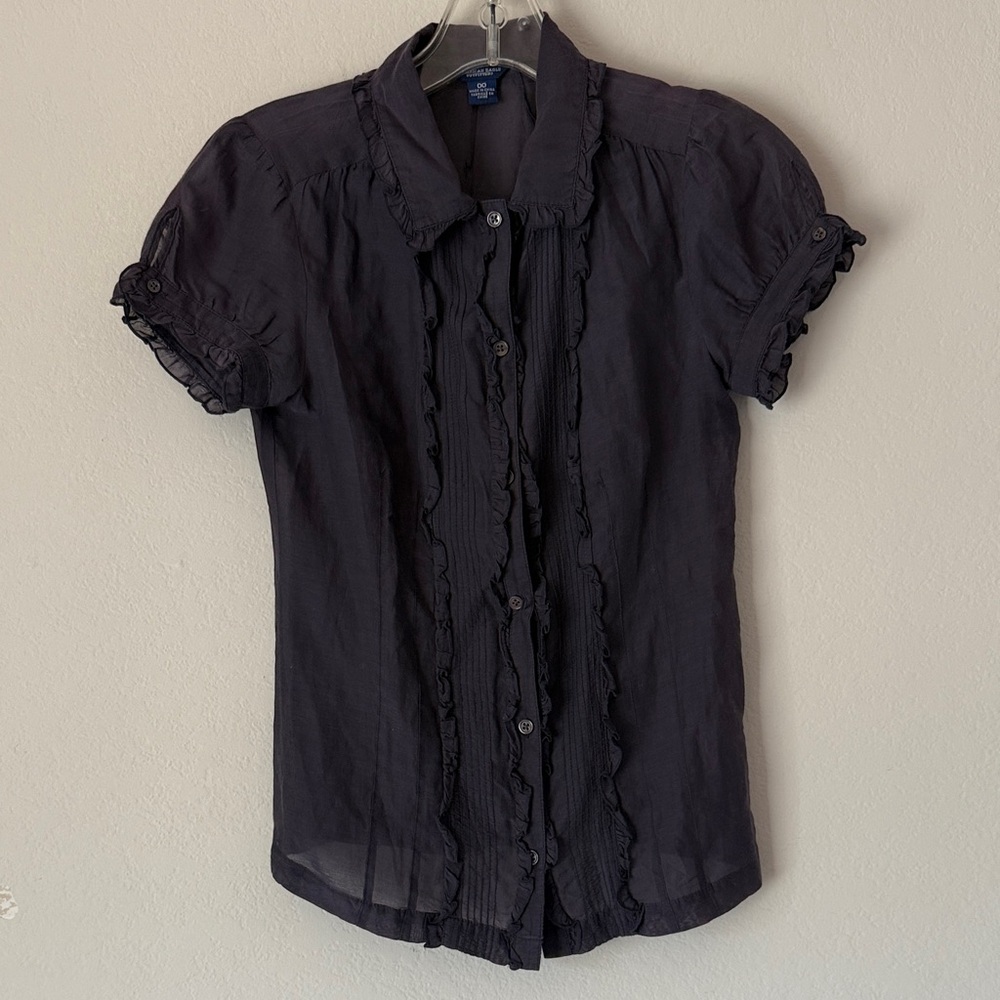 American Eagle Outfitters Dark Purple Ruffle Blouse